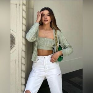 NWT Crescent - 2 pc Set Sage Knit Button Sweater and crop
Top